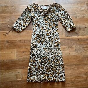 Vintage Designer Eden Blake Leopard Print Midi Dress